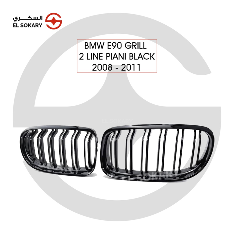 BMW 3 Series E90 facelift double-line piano black kidney grille