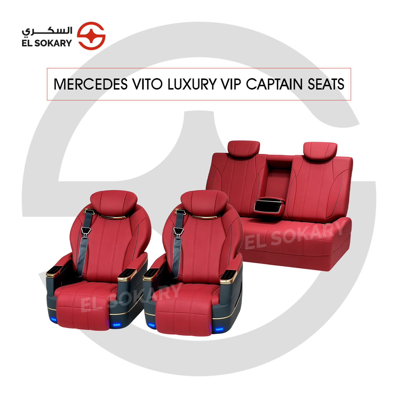 A black leather VIP captain seat with diamond quilting designed for a Mercedes-Benz Vito luxury van interior conversion.