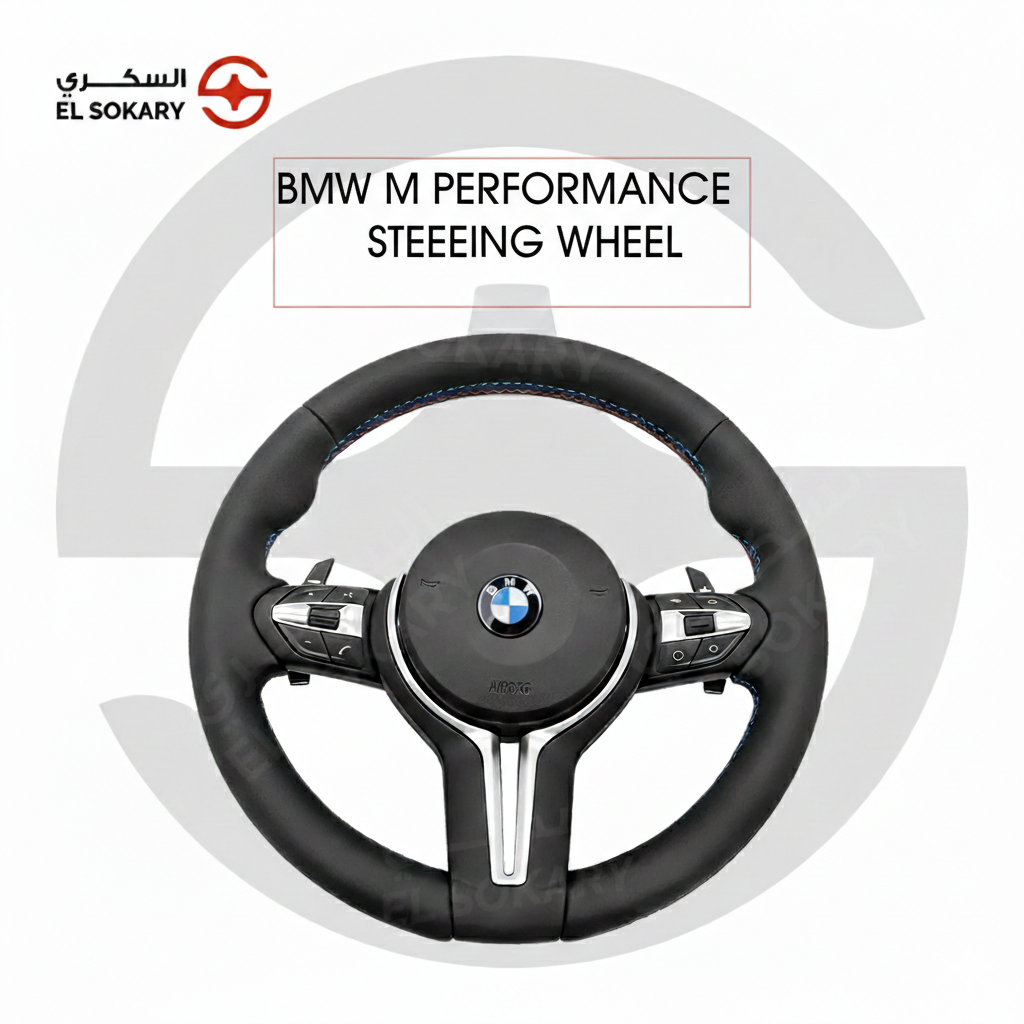 BMW 5-Series F10 Upgraded M Sport multifunction steering wheel with paddle shifters installed in a BMW F10 interior cabin.