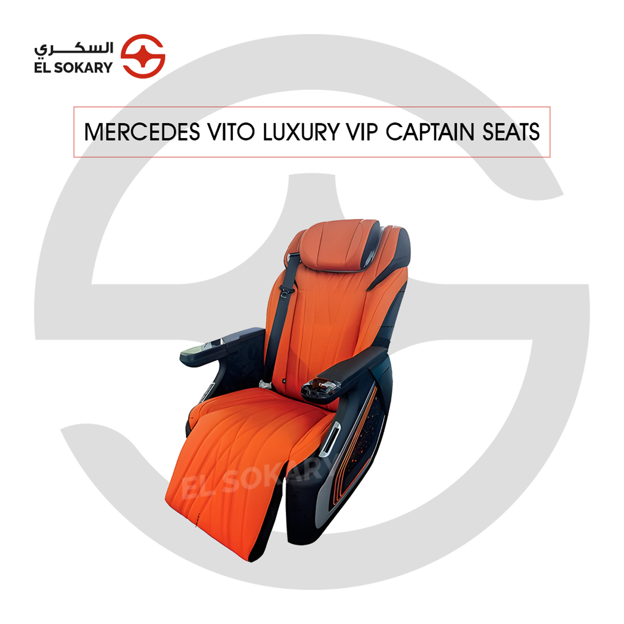 A black leather VIP captain seat with diamond quilting designed for a Mercedes-Benz Vito luxury van interior conversion.