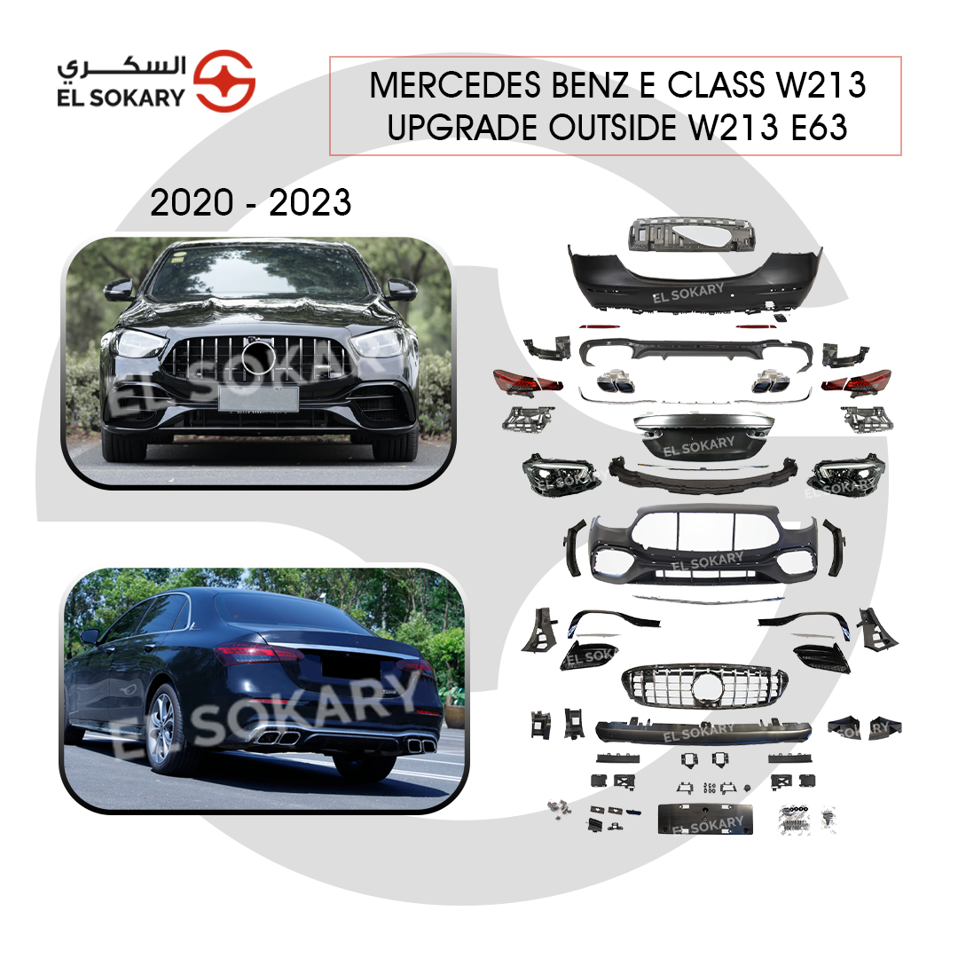 Main Image: Mercedes W213 E-Class to MAYBACH full conversion kits for 2016-2023 models.
 
 Pre-Facelift Image: 2016-2020 Mercedes E-Class W213 MAYBACH style front bumper and upgrade.
 
 Facelift Image: 2020-2023 Mercedes W213 Facelift MAYBACH body kit and Panamericana grille.
