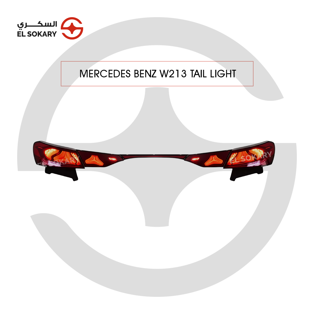 Main Image: Mercedes W213 Facelift upgraded with W214 style triangular star LED tail lights.
 
 Detail Image: Close-up of W214 star pattern LED rear lamp for E-Class 2020-2023.
 
 Comparison Image: Upgrade from W213 Facelift tail lights to modern W214 star design.