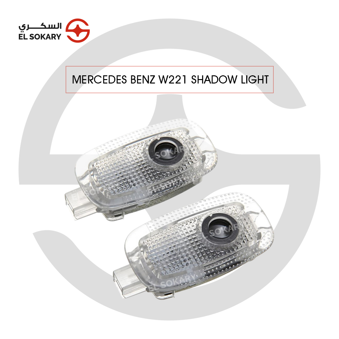Main Image: Mercedes-Benz W221 LED door welcome logo projector lights.
 
 Detail Image: High-definition Mercedes star ghost shadow light for S-Class W221 doors.