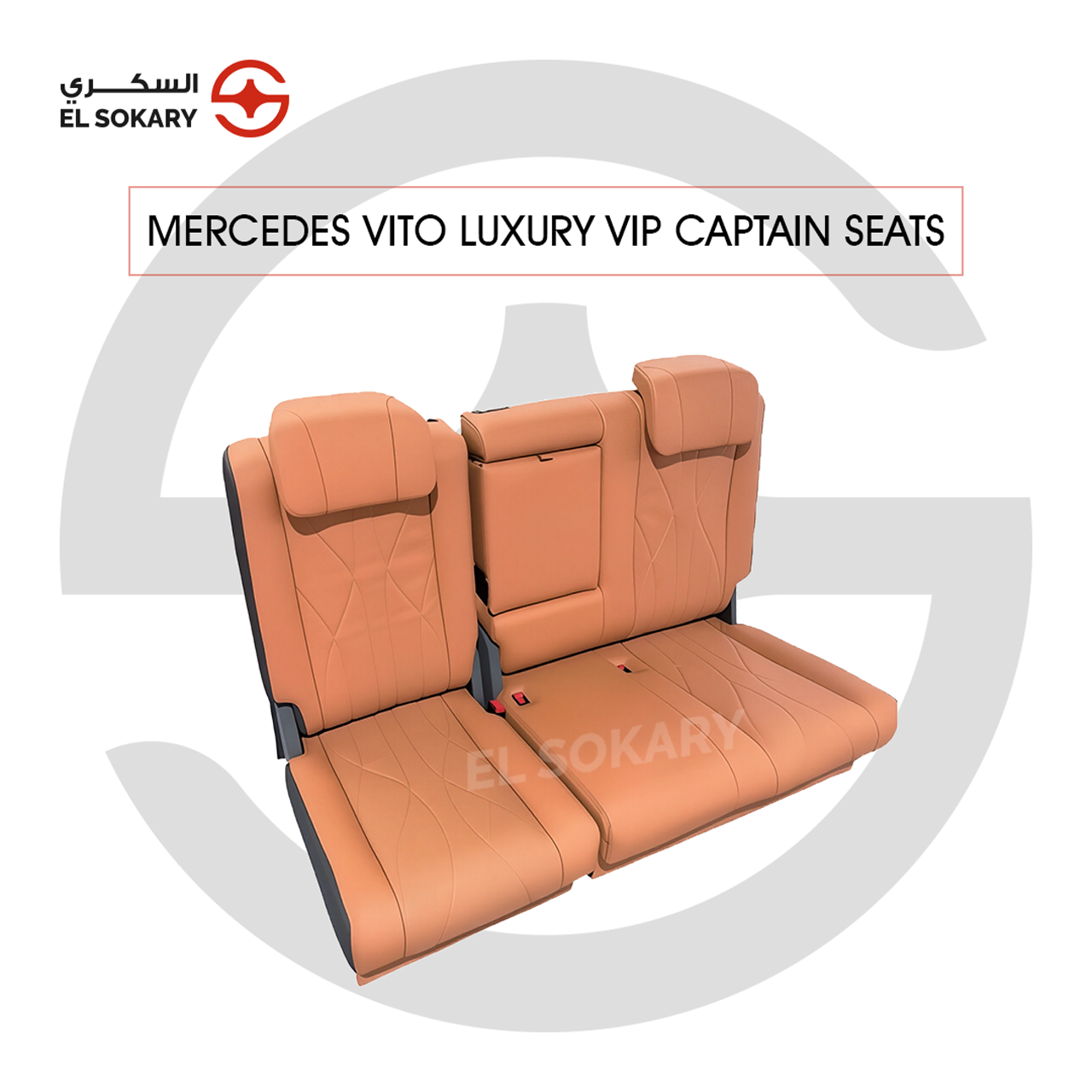 A black leather VIP captain seat with diamond quilting designed for a Mercedes-Benz Vito luxury van interior conversion.