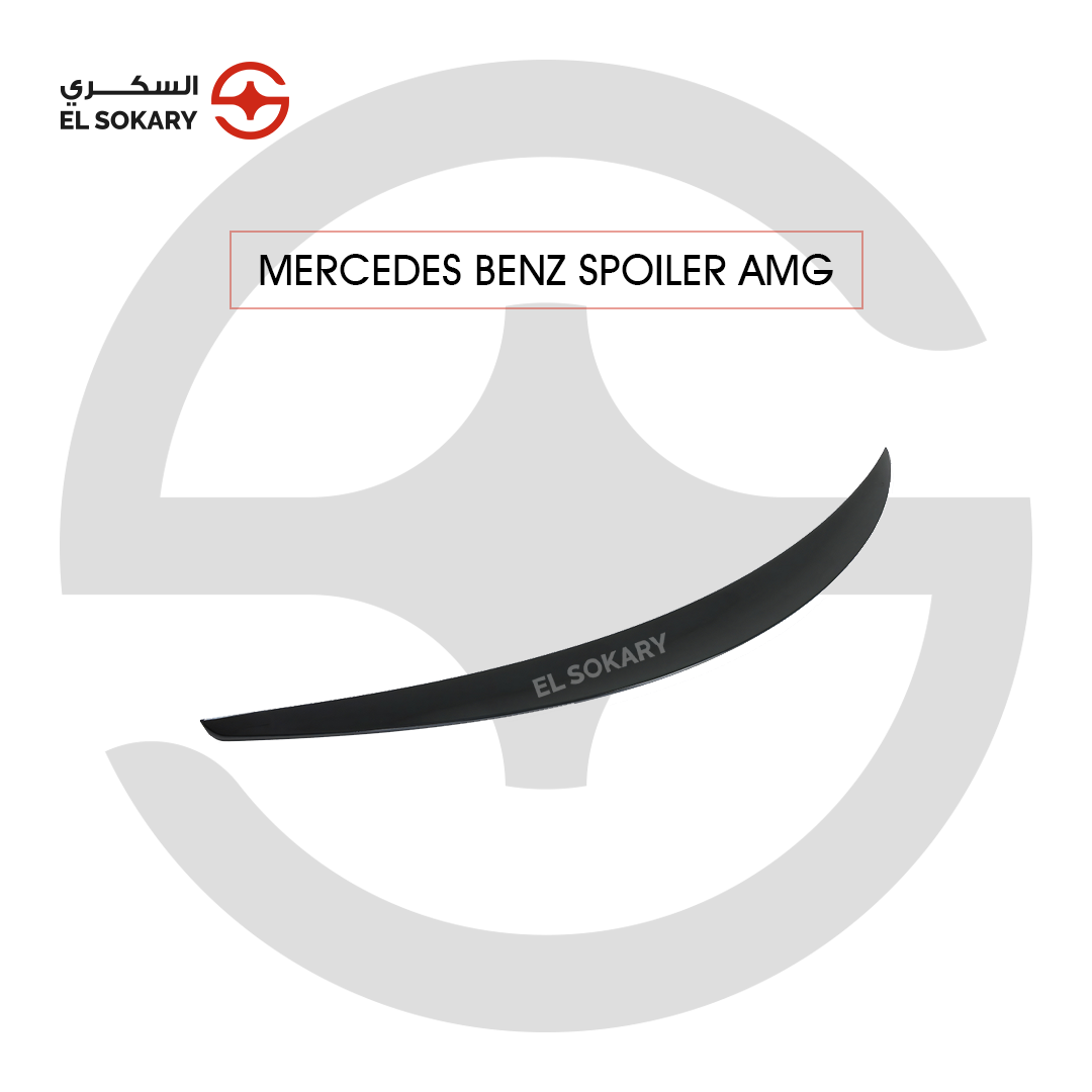 Main Image: High-gloss black rear trunk spoiler lip for Mercedes-Benz W214.
 
 Detail Image: Mercedes-Benz E-Class W214 installed rear wing spoiler for sporty exterior look.
