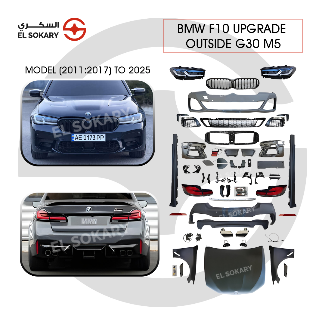 BMW 5-Series F10 Full BMW F10 to 2025 G30 M5 style body kit conversion with headlights and taillights.