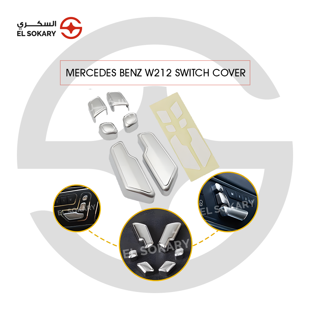 Main Image: Mercedes-Benz W212 interior door memory seat adjustment button set.
 
 Detail Image: High-quality chrome memory seat switch for Mercedes E-Class 2010-2016.