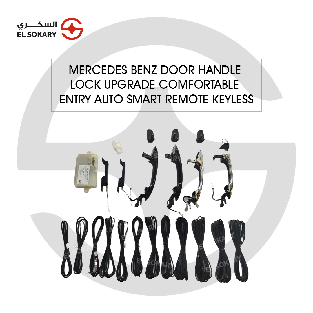 Main Image: Full Keyless Entry Comfort Access kit for Mercedes W213 2017-2023.
 
 Handle Image: Smart induction door handle for Mercedes E-Class W213 upgrade.
 
 Module Image: Control module and wiring harness for Mercedes Keyless Go system.