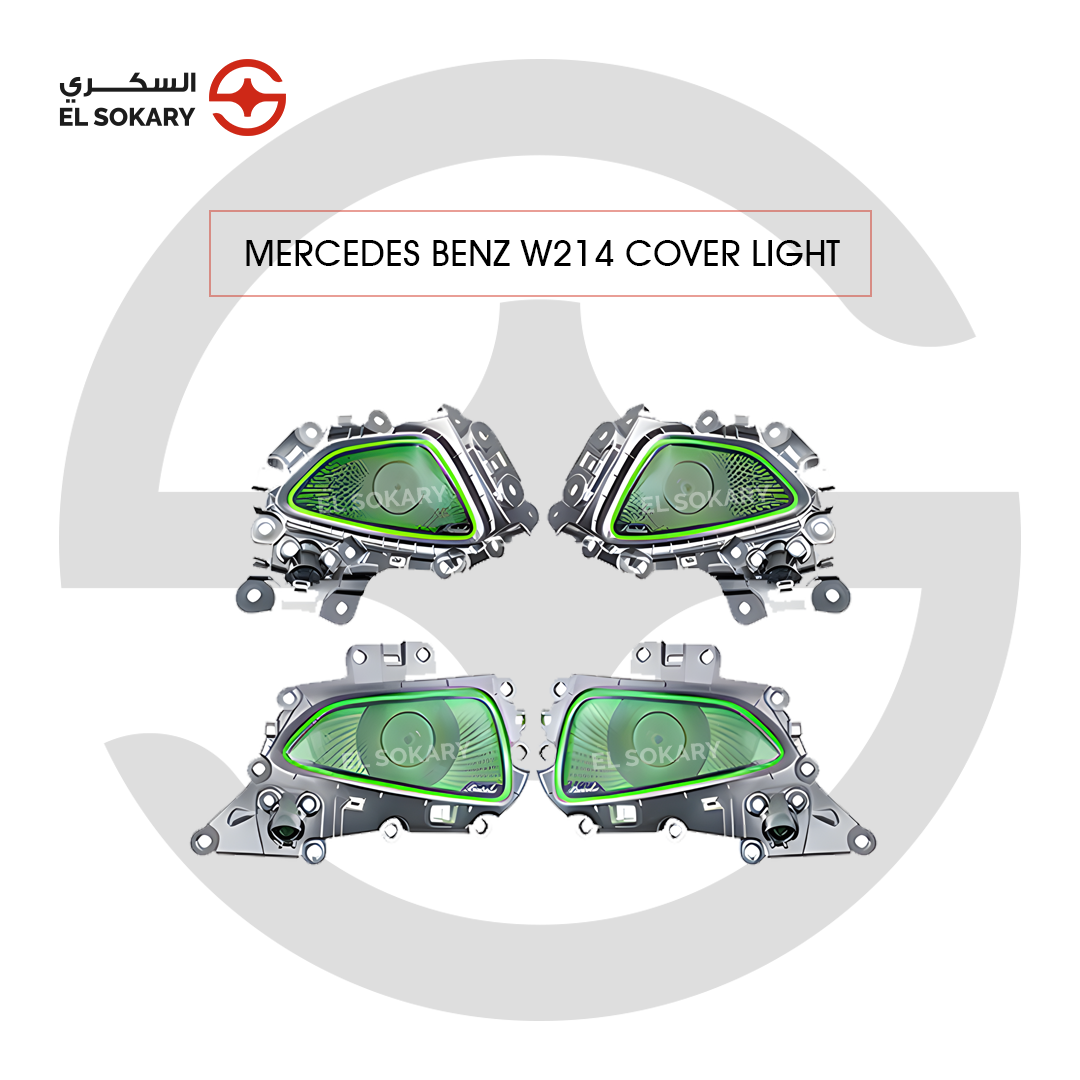 Main Image: Mercedes-Benz W214 Burmester style 64-color illuminated speaker cover set.
 
 Detail Image: Luxury ambient light synchronized speaker grille for Mercedes E-Class.
