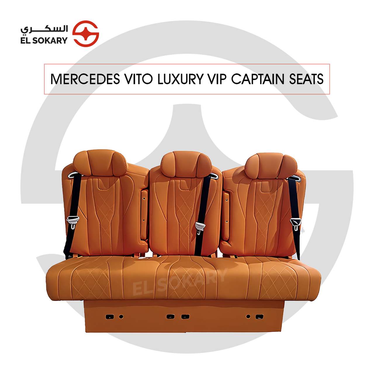A black leather VIP captain seat with diamond quilting designed for a Mercedes-Benz Vito luxury van interior conversion.